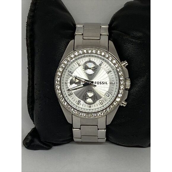 Fossil Decker ES2681 Women Silver Stainless Steel Analog Dial Quartz Watch JK711 - Picture 1 of 12